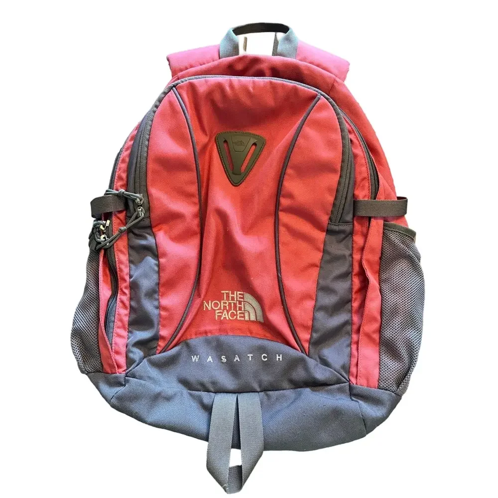 The North Face Wasatch pink Gray Backpack school‎ book bag camping hiking
